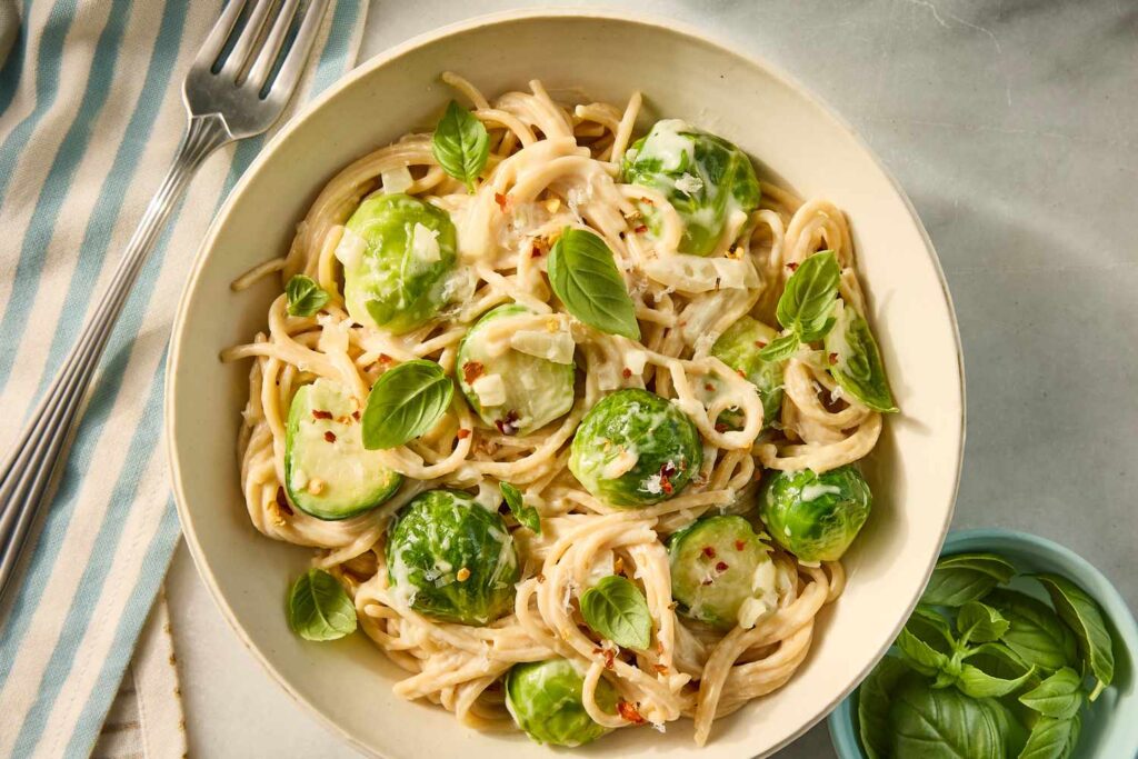 Creamy Spaghetti with Brussels Sprouts