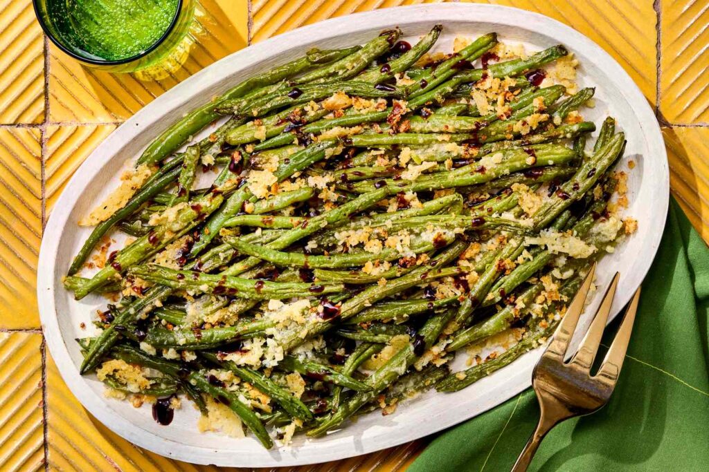 Smashed Green Beans with Parmesan & Balsamic Smashed Green Beans with Parmesan & Balsamic