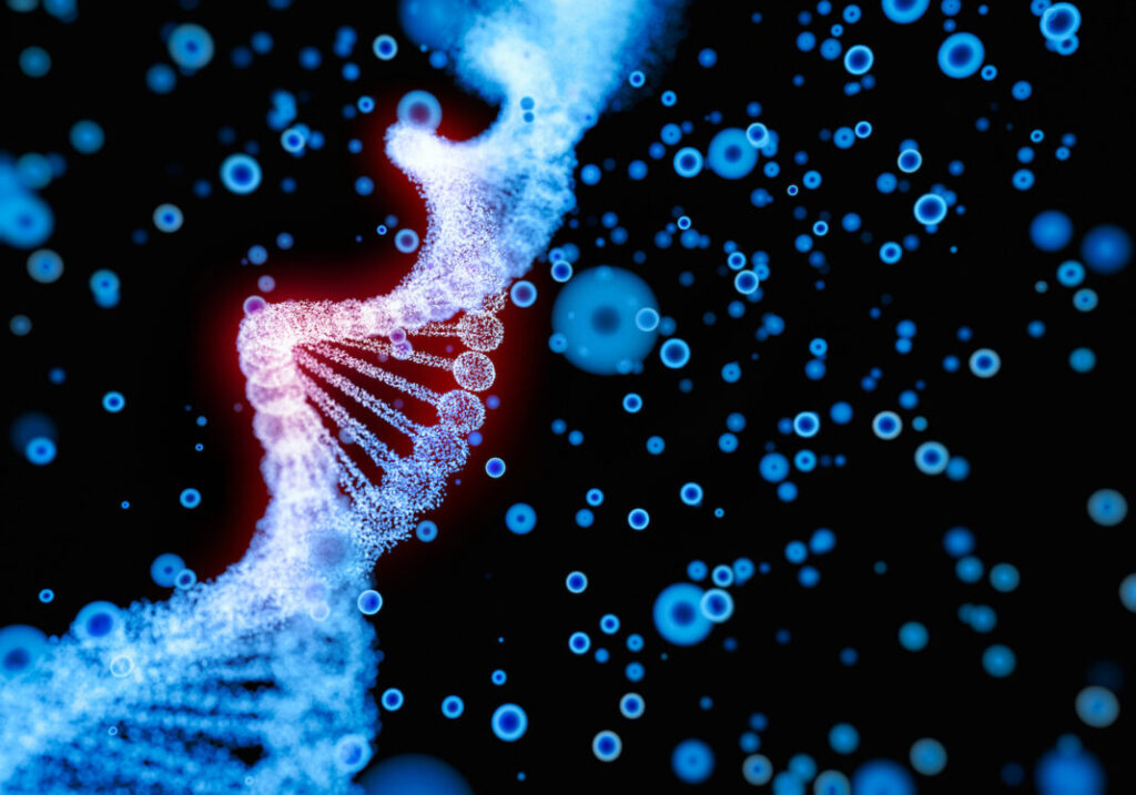 Image of DNA double helix on black background