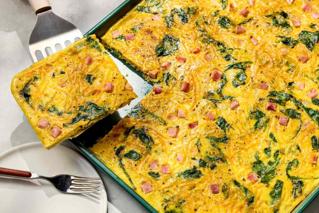 Sheet-Pan Ham & Spinach Quiche