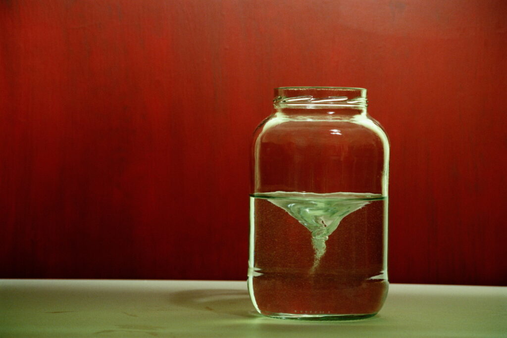 jar full of swirling water